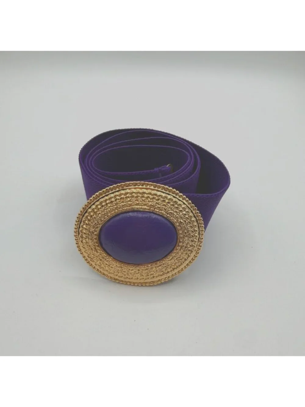 Vintage Day-Lor USA Purple Stretch Belt Gold Tone Cabochon Buckle 41.5